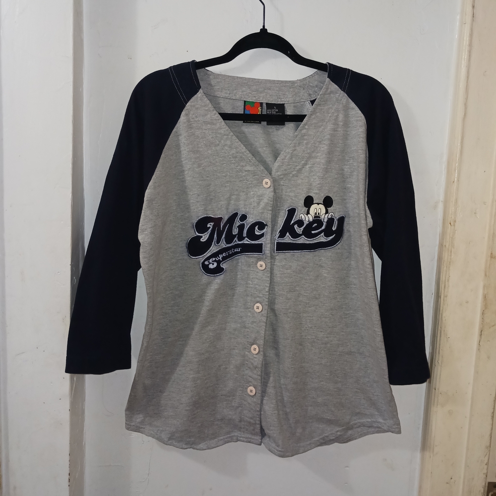 Disney Gray and Black Button Down Shirt